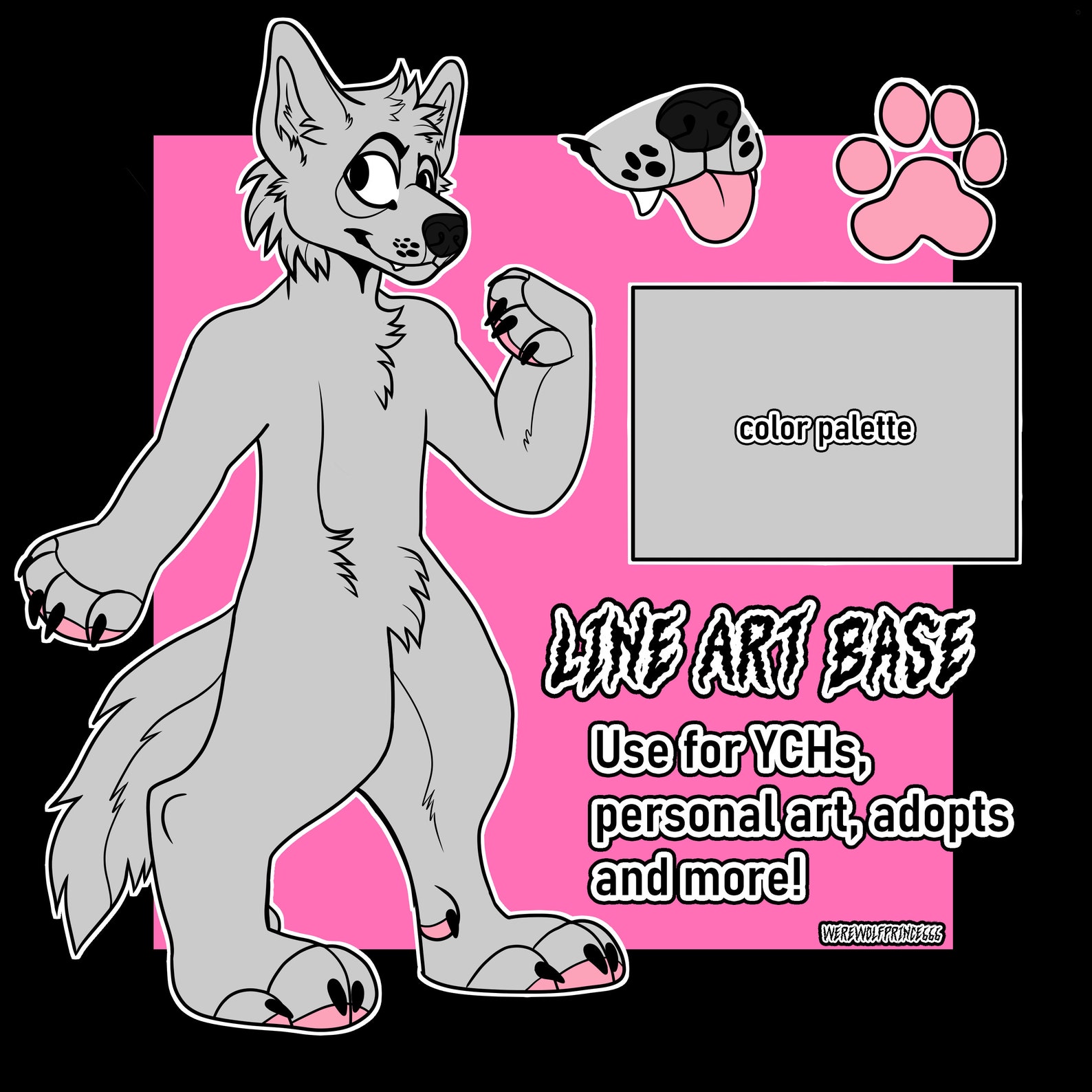 Furry Character Reference Sheet Line Art Base for Adopts and Fursona ...