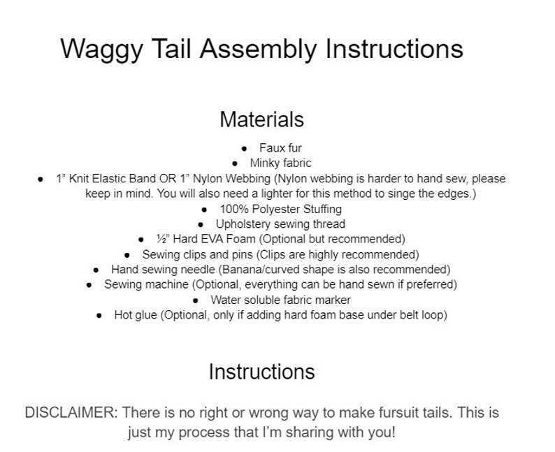 Tutorial y patrón de costura de cola de traje de fursuit Waggy imagen 2