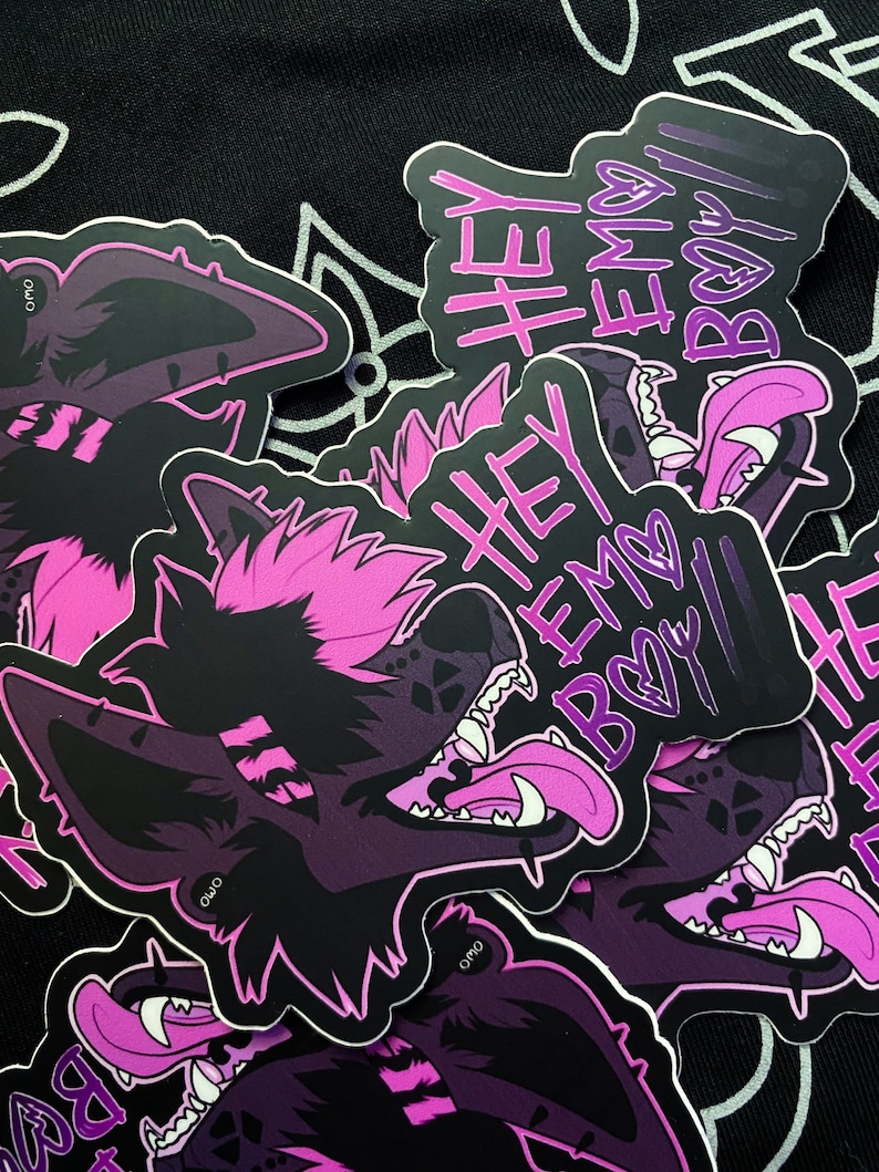 Emo Dog Stickers || Furry Fursona Anthro Goth Queer LGBTQ 