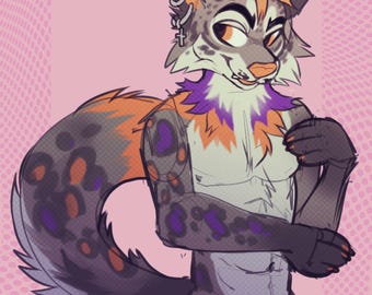 Commission d'art numérique à fourrure Fursona pour demi-corps