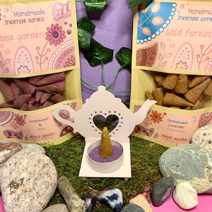 Handmade incense cones, aromatherapy blends, sandalwood lavender chamomile rose hand rolled incense,
