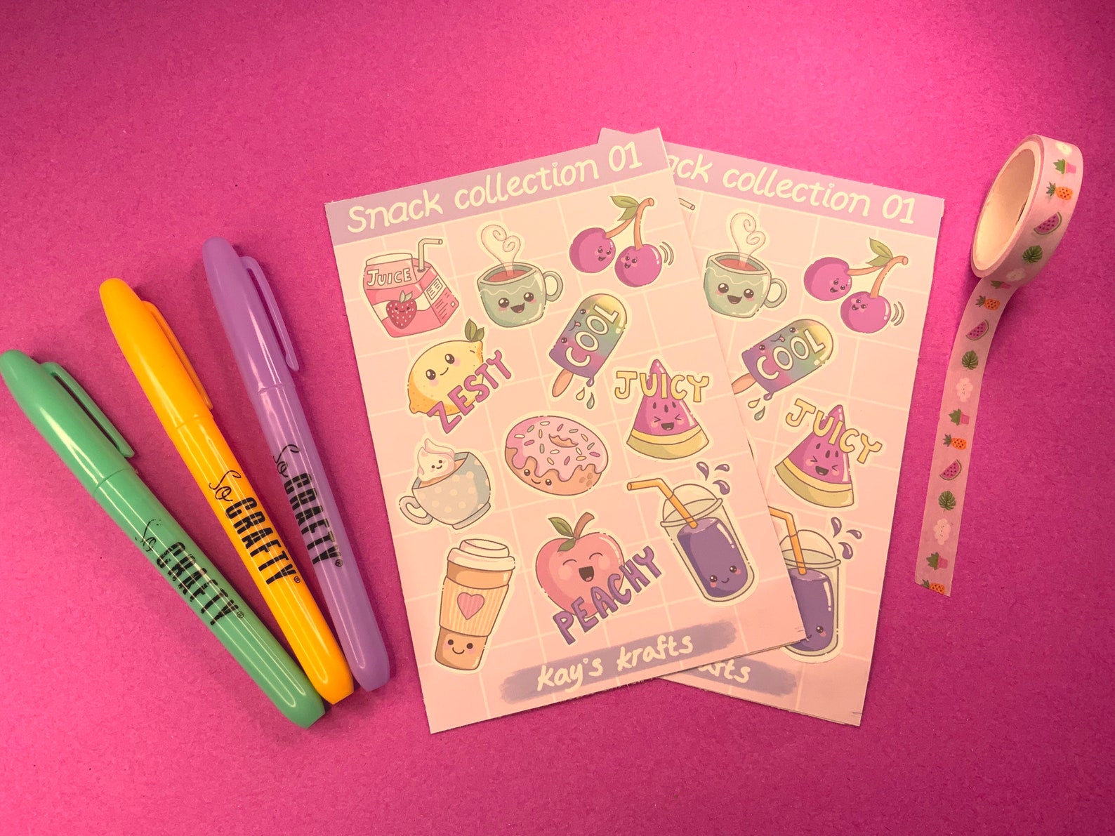 Kawaii Stickers Snack Collection 01 Cute Kawaii Food and Drink. Pastel