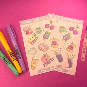 Kawaii stickers snack collection 01 cute kawaii food and drink. Pastel clolours