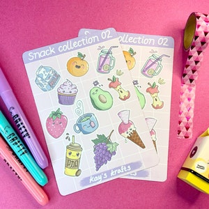 Kawaii autocollants snack collection 02 mignon kawaii nourriture et boisson. Clolours pastel