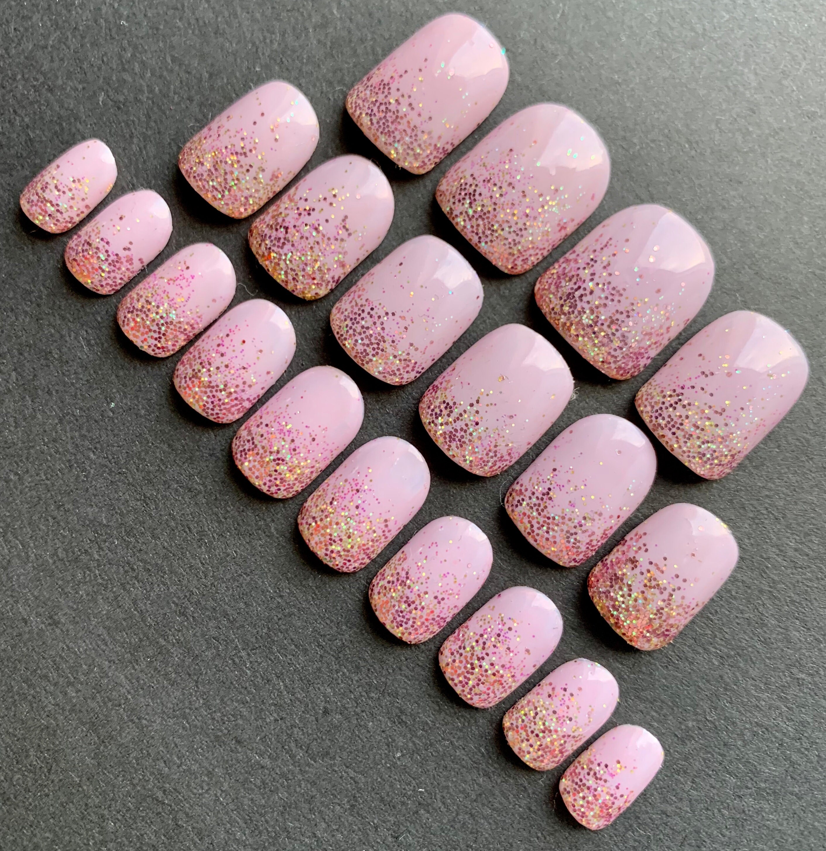 Rose Gold Champagne Holographic Ombré Glitter Press on Nails - Etsy Rose Gold Champagne Holographic Ombré Glitter Press on Nails - Etsy