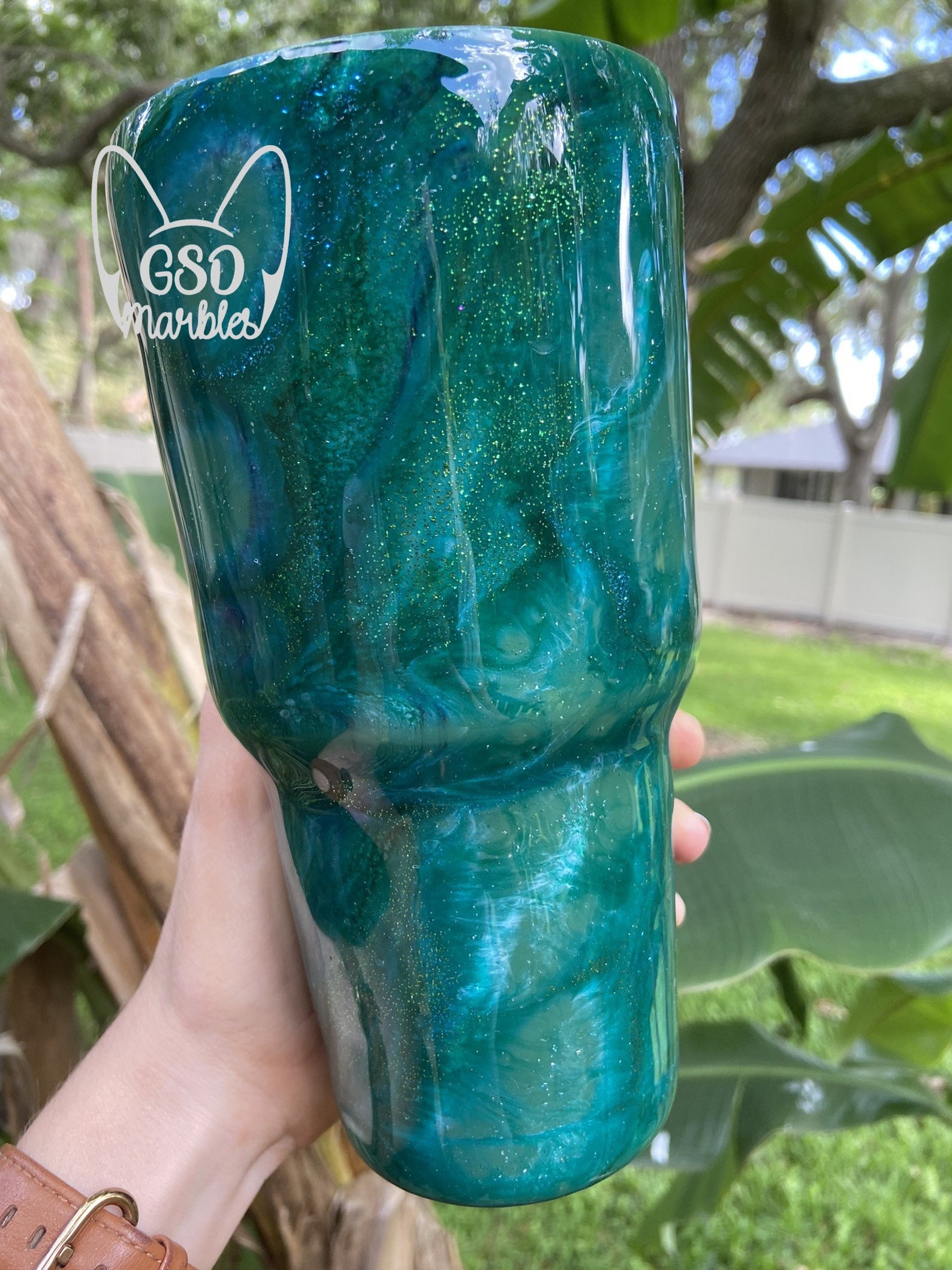 Green & Teal Marble Tumbler Marble Tumblers Personalized Etsy