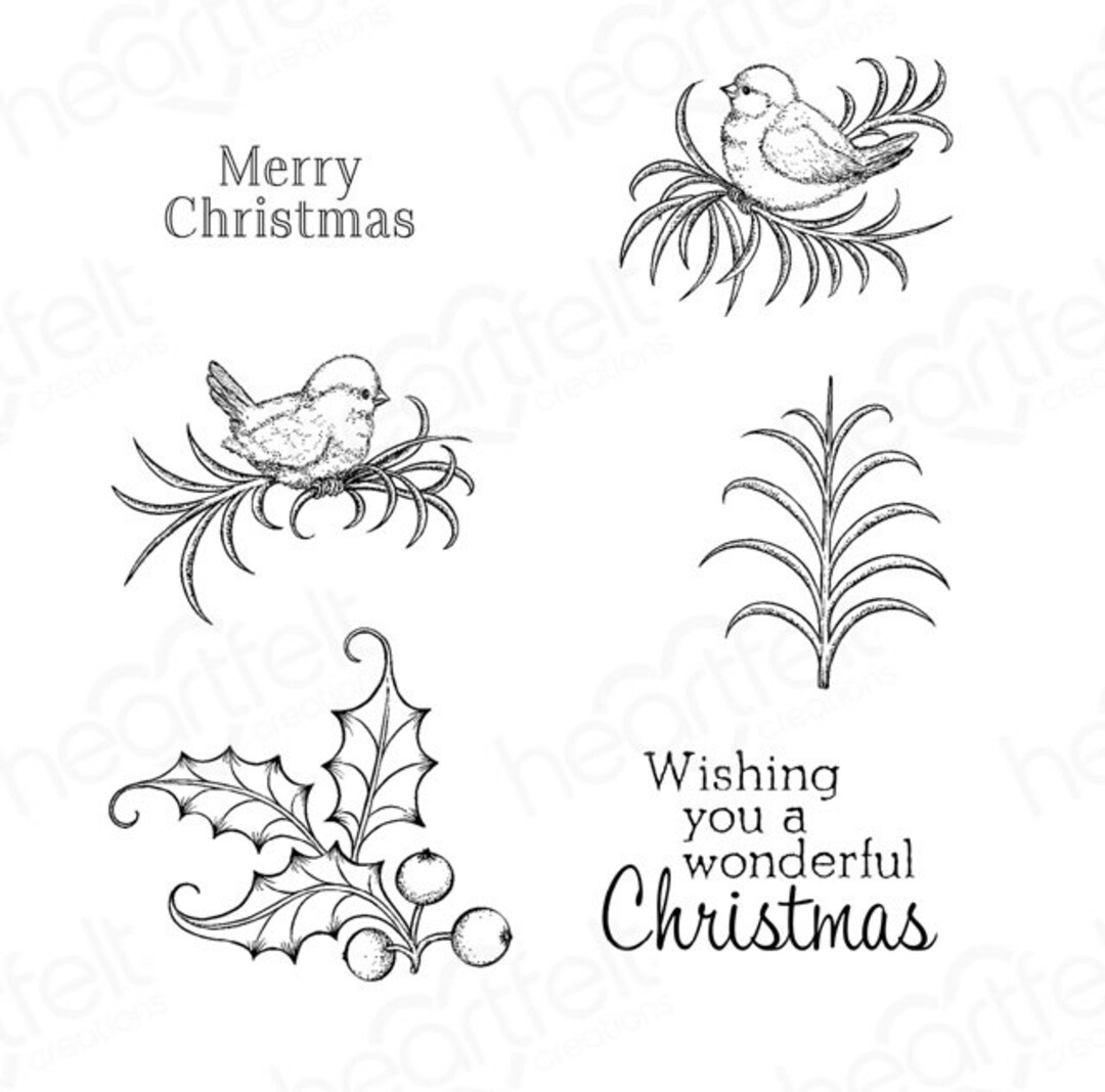 Heartfelt Creations Christmas Holly Accents Stamps Etsy
