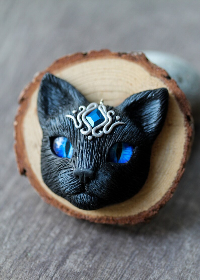 Black cat necklace custom order Etsy