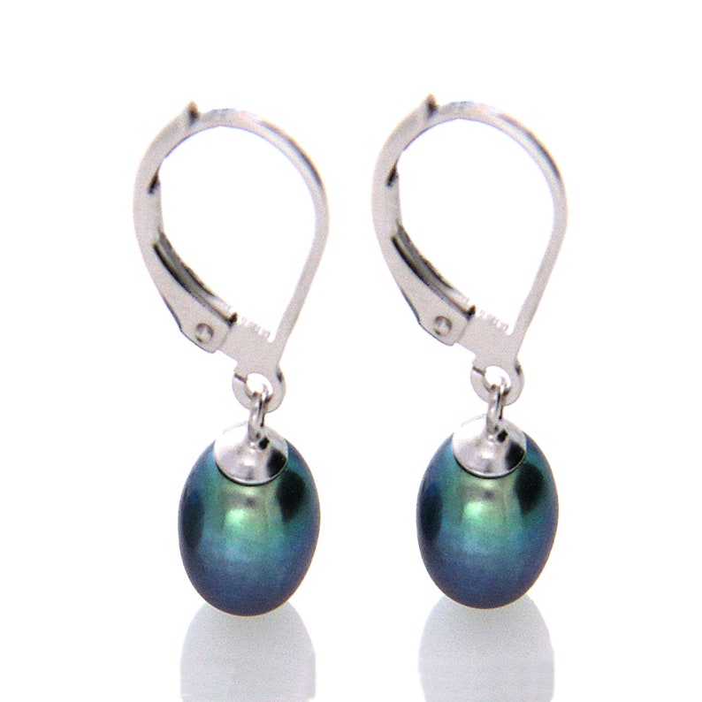 Black Pearl Leverback Earring Black Pearl Drop Earring 925 Etsy