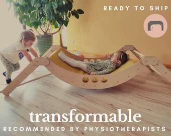 Triángulos de escalada, rampa y arco de balancín: Casa de juegos plegable Hilltown Climber