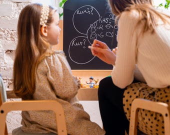 Adjustable Sensory Art and Learning Table and Chair Set with Chalk Blackboard, Clear Acrylic Board, and Sand Storage