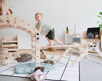 Climbing Triangle, Ramp and Arch/ Rocker CLIMBER SET: Foldable  Montessori Furniture for Development