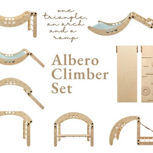 Klimdriehoek, klimplank en boog/wipwap SET: Opvouwbaar Montessori-meubilair voor ontwikkeling triangle ramp arch