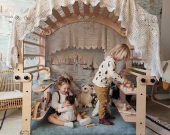 Estructura de juego Waldorf - Juego de escalada modular de madera para interiores / Estructura de escalada de inspiración Montessori / Juguete ecológico hecho a mano