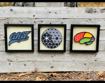 Griz 3D Rainbow Brain Inspired Layered Wall Art, EDM art, Music art,