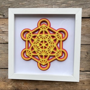 Metatrons Cube Fire Colorway 3D Sacred Geometry Wall Art