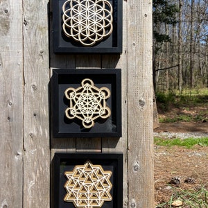 Neutral Sacred Geometry 3D Set of 3 Wall Art