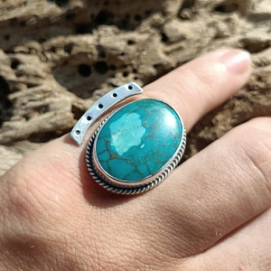 meanWEIRDO GEMSTONE RING BANDITS 15号 Handmade Bandits Turquoise and Sterling Silver Ring, Size