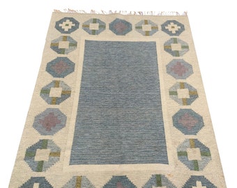 Birgitta Södergren - 1960s - Large Swedish Flatweave Rug - Signed BS -  ca 240 x 164 cm