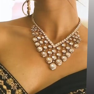 Uncut Kundan Necklace/Pakistani Jewelry/Sabyasachi Necklace/High Quality Gold Plated/Moissanite Uncut Polki /Tyaani Jewelry/Indian Jewelery