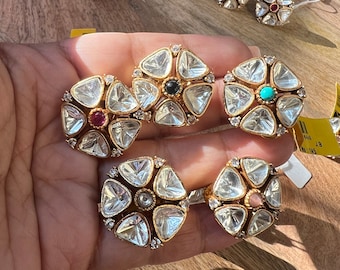 Gold Polki Studs /Uncut kundan Studs/Kundan Studs/Desi Studs/ / Indian Jewelry/ Kundan Polki Studs / Gold Polki Studs/Pakistani Jewelry