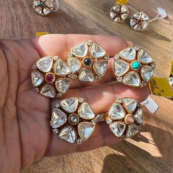 Gold Polki Studs /Uncut kundan Studs/Kundan Studs/Desi Studs/ / Indian Jewelry/ Kundan Polki Studs / Gold Polki Studs/Pakistani Jewelry