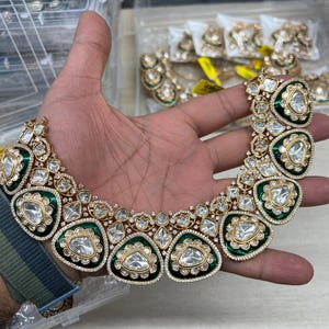Polki Kundan Necklace/Pakistani Jewelry/Sabyasachi Necklace/High Quality Gold Plated/Moissanite Uncut Polki /Tyaani Jewelry/Indian Jewelery