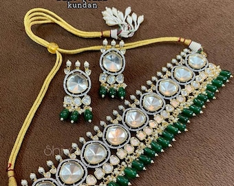 Victorian Kundan Choker Set, Indian Bridal Jewelry