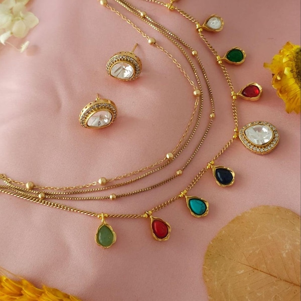 Uncut Kundan Necklace/Pakistani Jewelry/Sabyasachi Necklace/High Quality Gold Plated/Moissanite Uncut Polki /Tyaani Jewelry/Indian Jewelery
