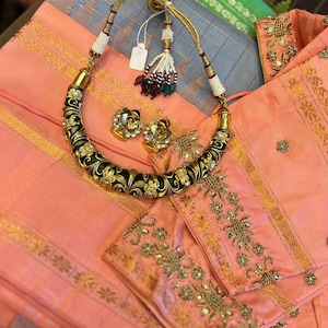 Sabyasachi Inspired Jewelry Set,Sabyasachi hasli Necklace/Stone Necklace Set/ Victorian Choker/Bollywood Jewelry/Indian necklace/meenakari