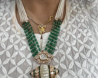 Collar Polki Kundan/Joyería pakistaní/Collar Sabyasachi/Chapado en oro de alta calidad/Polki de moissanita sin cortar/Joyería Tyaani/Joyería india