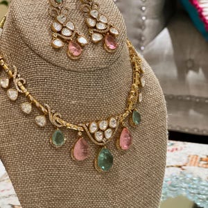 Polki/ Finest Kundan jewelry/Kundan necklace set/sabyasaachi /Navratan set/Sabhyasachi/moissanite/Tyaani jewelry/wedding jewelry