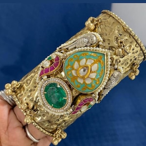 SLA Bangles/Gold Bracelet/Statement Jewelry/ Bollywood Jewelry/Brass Gold Kada/Boho/ Oxidized Premium /German Silver/rajwada bangles