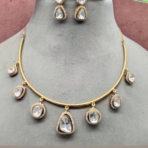 Uncut Kundan Necklace/Pakistani Jewelry/Sabyasachi Necklace/High Quality Gold Plated/Moissanite Uncut Polki /Tyaani Jewelry/Indian Jewelery