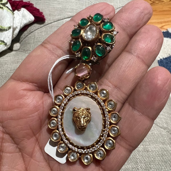 Sabhyasachi Earrings,Designer Sabyasachi Jewelry, Sabhya ,Deepika earrings,Sabyasachi inspired tropical earrings,Lion Earring,Tiger Earring