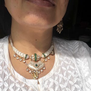 Stone Studded Hasli Necklace Set | Sabyasachi Inspired Gold Fusion Jewelry