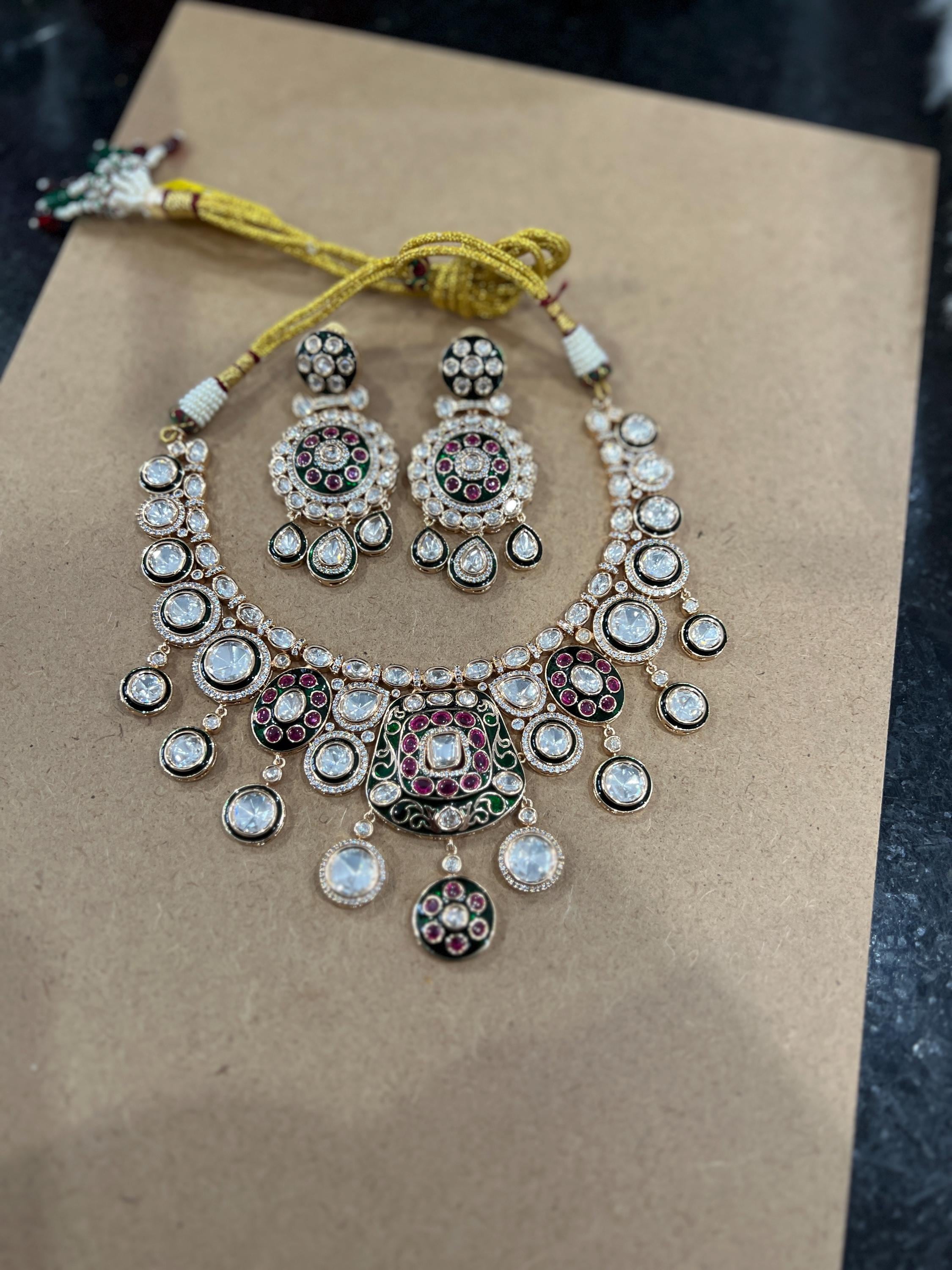 Polki Kundan Necklace/Pakistani Jewelry/Sabyasachi Necklace/High Quality  Gold Plated/Moissanite Uncut Polki /Tyaani Jewelry/Indian Jewelery, image size:2250x3000