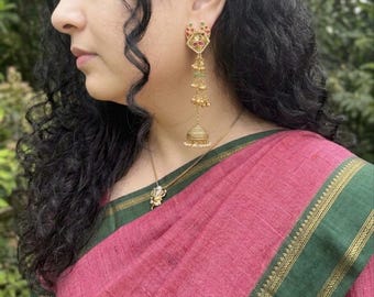 Pendientes Jhumka Kundan Kashmiri hechos a mano, joyería de fusión étnica