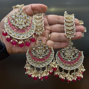 Desi Chandbali/Sabyasachi Chaandbaal Ruby Polki earrings Kundan earrings /Dull Antique gold Chandbali/ Pakistani Earrings / Statement