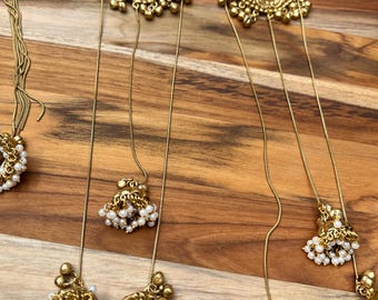 Pendientes Kundan de Cachemira, joyería étnica de fusión en tonos dorados