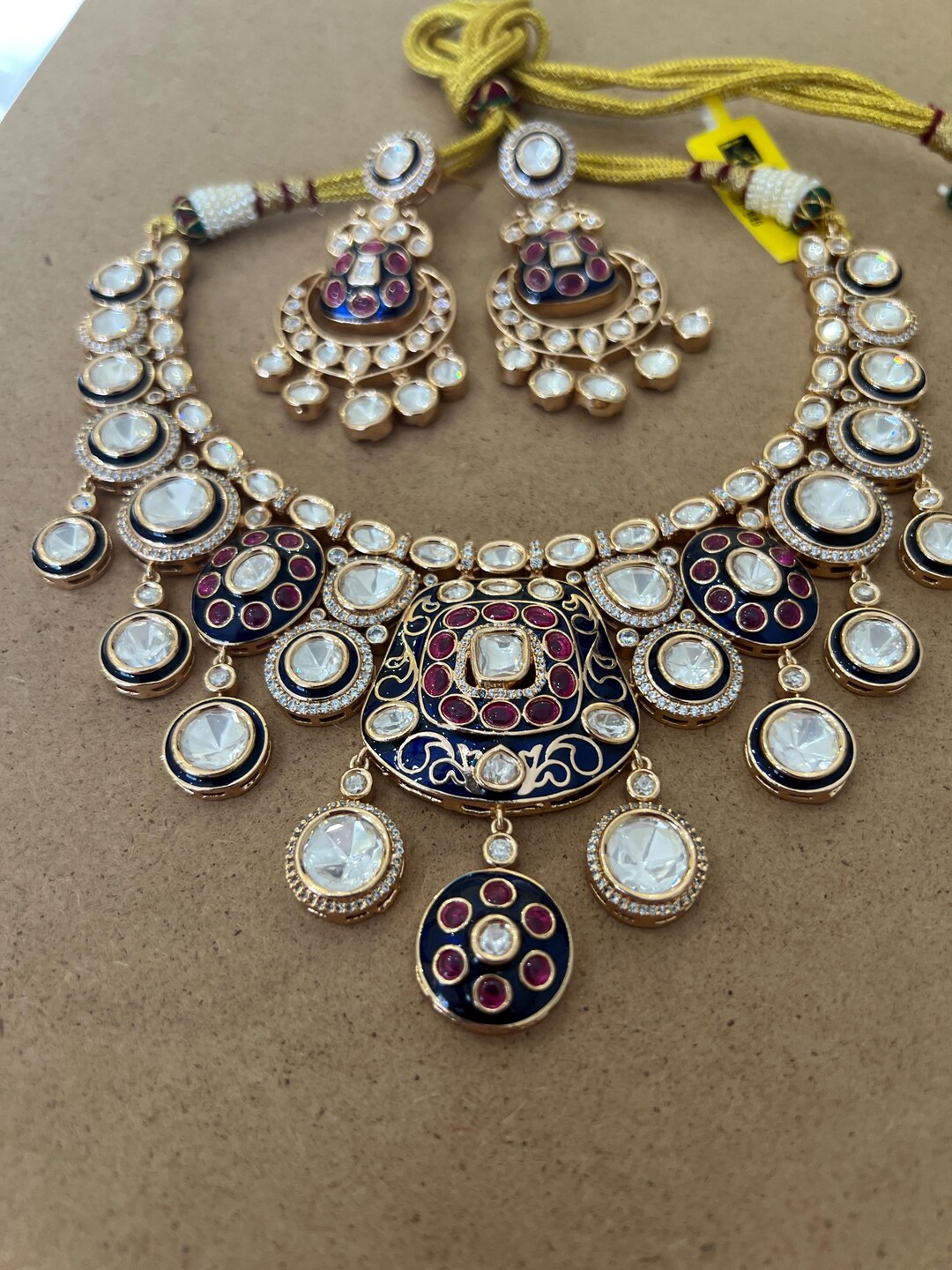 Buy Polki Kundan Necklace/pakistani Jewelry/sabyasachi Necklace/high  Quality Gold Plated/moissanite Uncut Polki /tyaani Jewelry/indian Jewelery  Online ..., image size:1080x1440