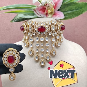 Moissanite Necklace,Sabyasachi choker,Uncut Kundan choker,Sabyasachi jewelry,Indian choker,Stone jewelry,Bridal, Bollywood Jewelry Doublet