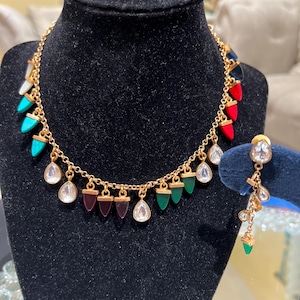 Sleek choker , Necklace, Kemp Long Necklace,Indian Jewelry, Desi Jewelry , Navaratan Necklace,sabhyasachi, sleek choker