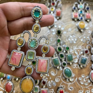 Pendientes largos de imitación india, joyería llamativa de estilo tropical