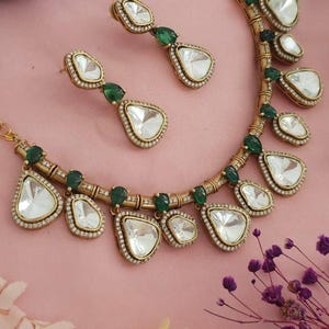 Uncut Kundan Necklace/Pakistani Jewelry/Sabyasachi Necklace/High Quality Gold Plated/Moissanite Uncut Polki /Tyaani Jewelry/Indian Jewelery