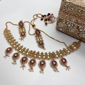 Choker Set Rose Gold Necklace Set/ Bollywood Jewellery/indian Choker  Necklace Set/rose Gold Bridesmaid Jewellry/women Necklace Mony Set 