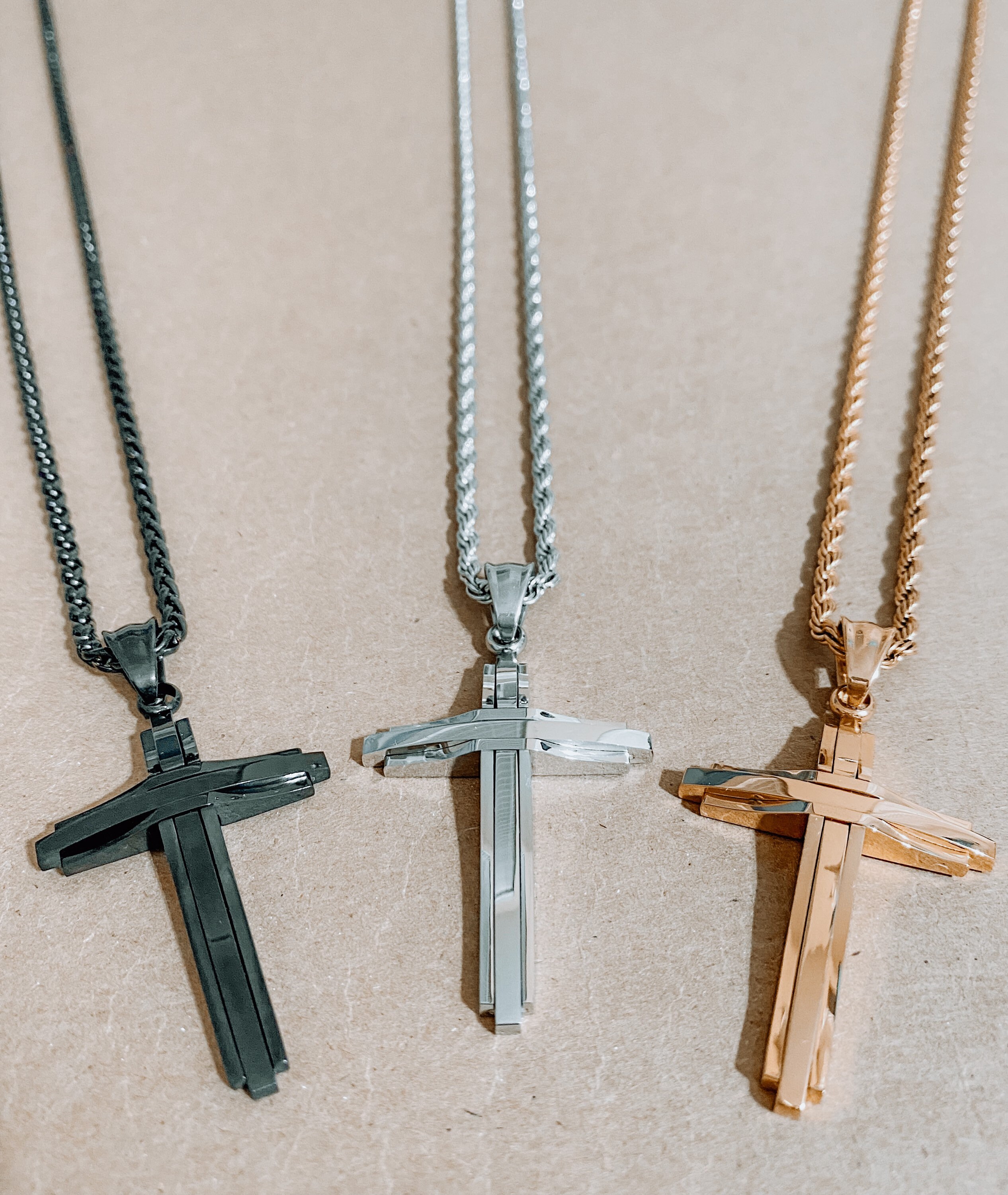 Mens Gold Cross Necklace Etsy