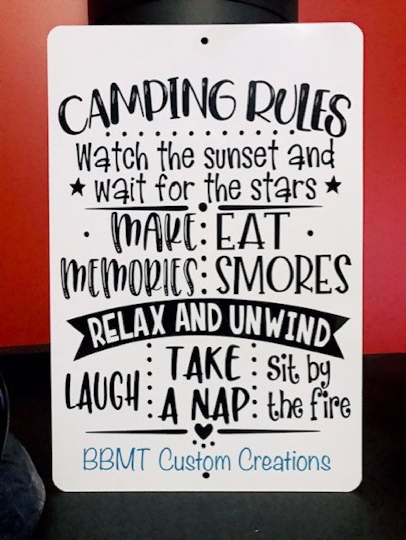 Camping Rules 8x12 Aluminum Sign Etsy