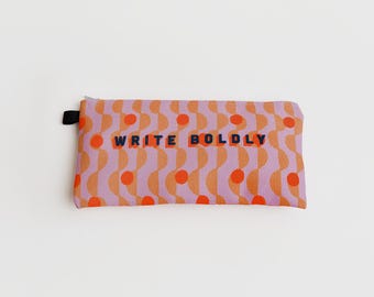 Write Boldly Pencil Case | Whimsical Geometric Pattern | Zipper Pouch for Stationery, Makeup, or Travel Essentials