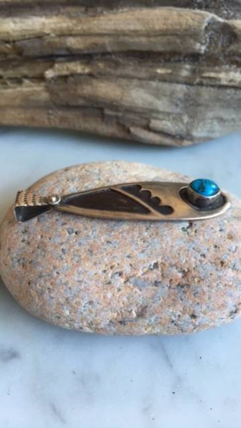 Vintage Native American Turquoise and Sterling Silver Pendant